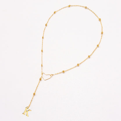 Hollow heart-shaped letter necklace