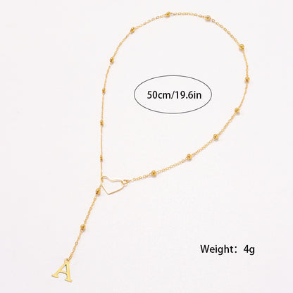 Hollow heart-shaped letter necklace