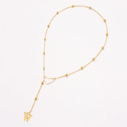 Hollow heart-shaped letter necklace