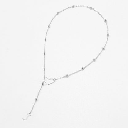 Hollow heart-shaped letter necklace
