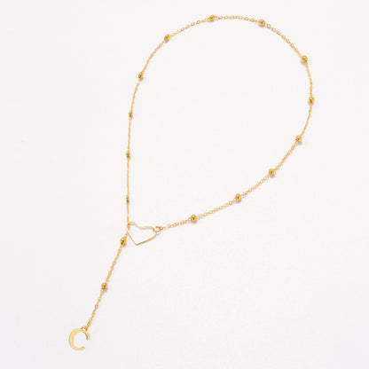 Hollow heart-shaped letter necklace