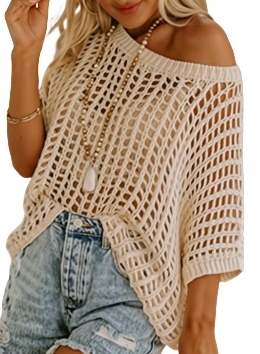 Hollow Knit Beach Cover-Up Pullover