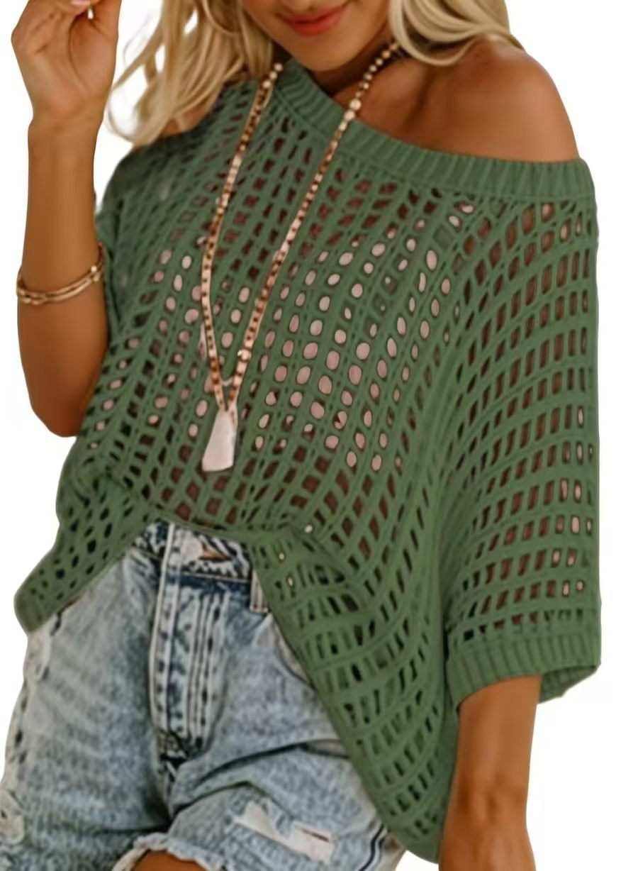 Hollow Knit Beach Cover-Up Pullover