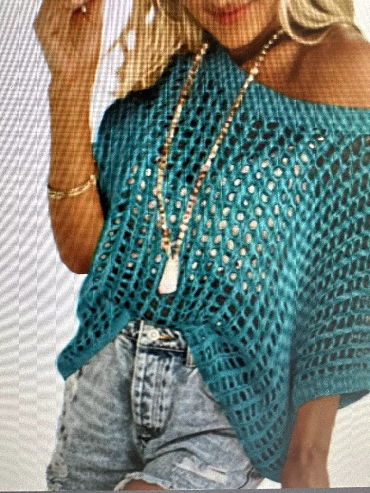 Hollow Knit Beach Cover-Up Pullover