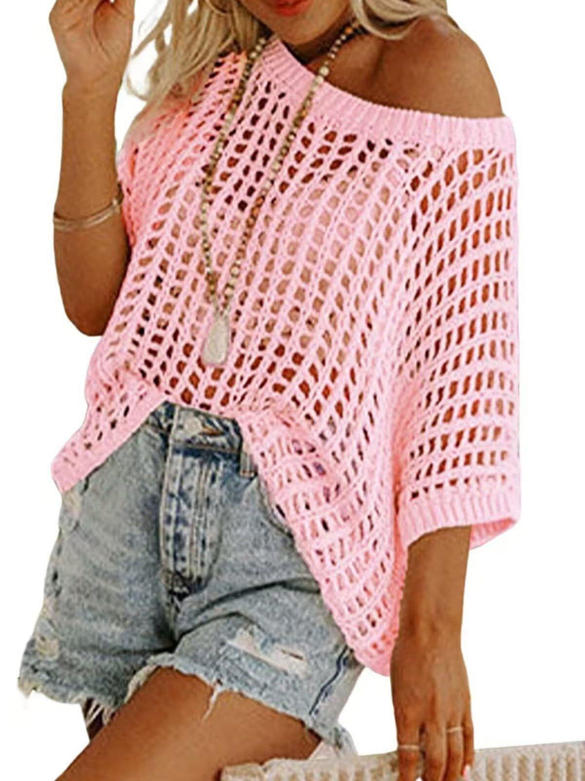 Hollow Knit Beach Cover-Up Pullover