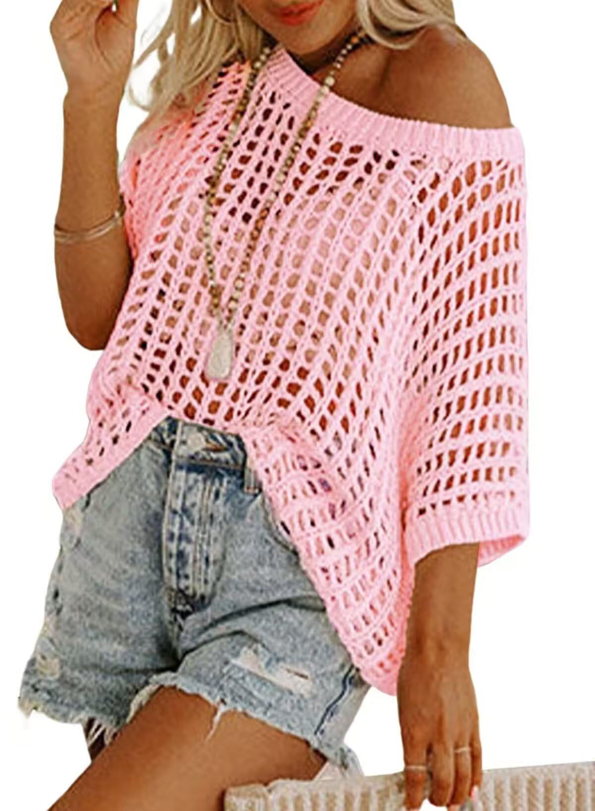 Hollow Knit Beach Cover-Up Pullover