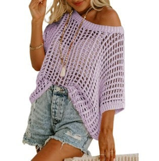 Hollow Knit Beach Cover-Up Pullover