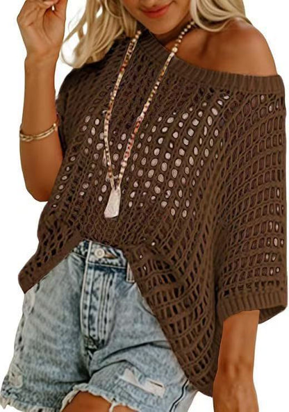 Hollow Knit Beach Cover-Up Pullover