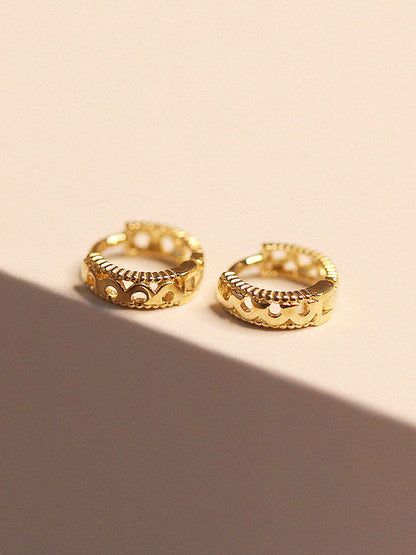 Hollow Lace Flower Gold Ear Hoop