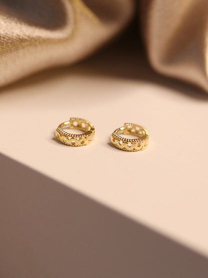 Hollow Lace Flower Gold Ear Hoop