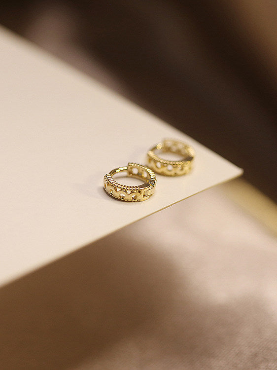 Hollow Lace Flower Gold Ear Hoop
