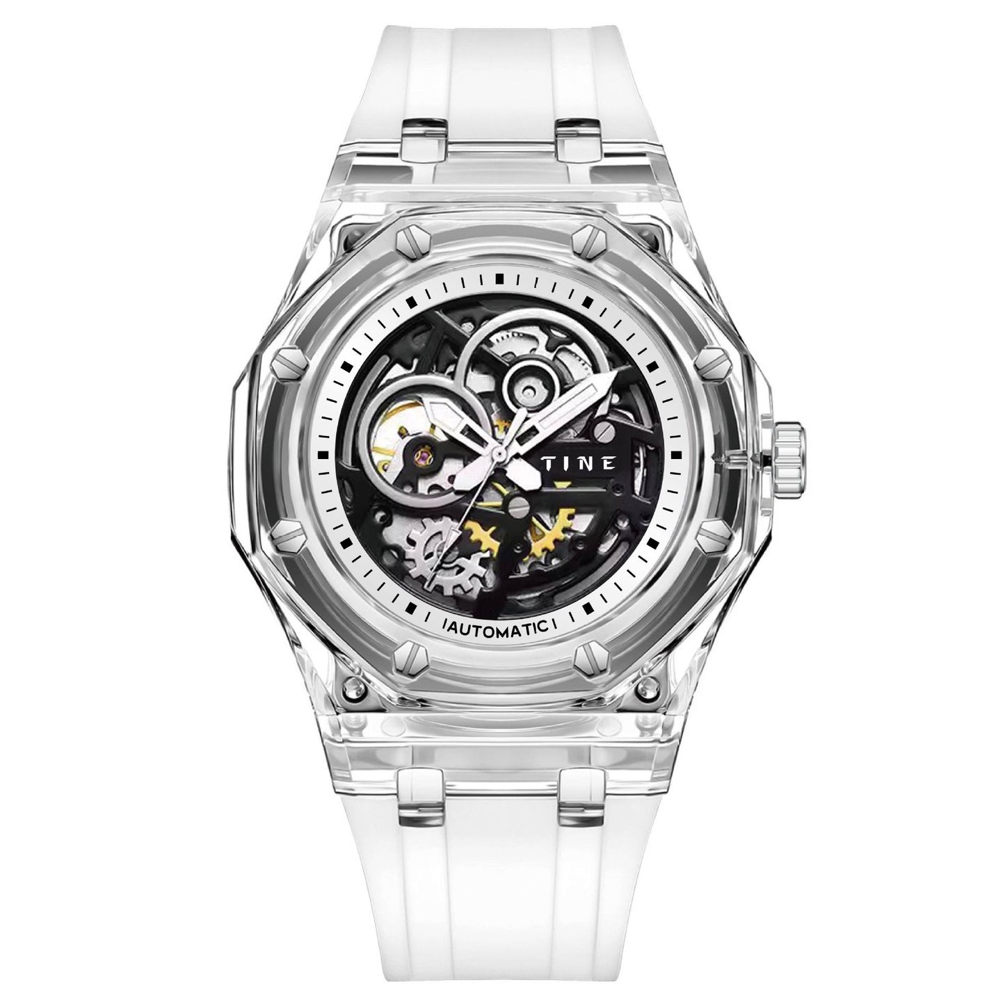Hollow Mechanical Watch for Men with Luminous Dial