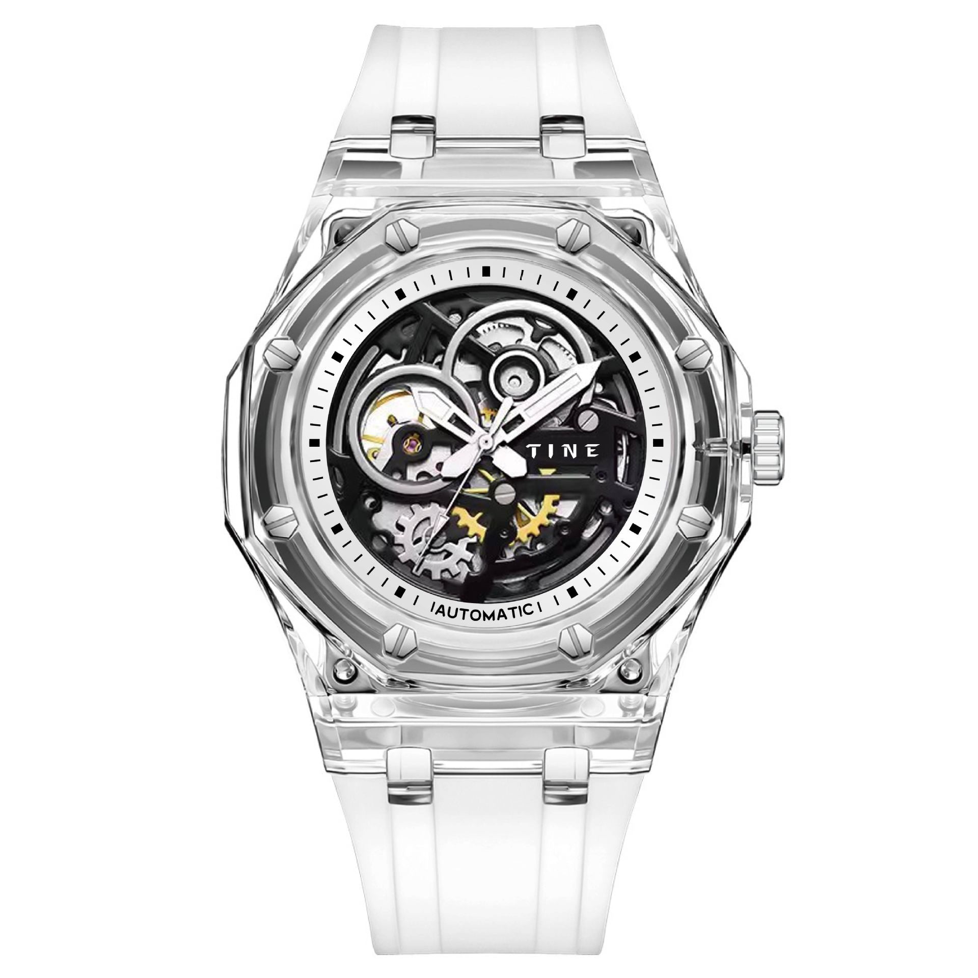 Hollow Mechanical Watch for Men with Luminous Dial