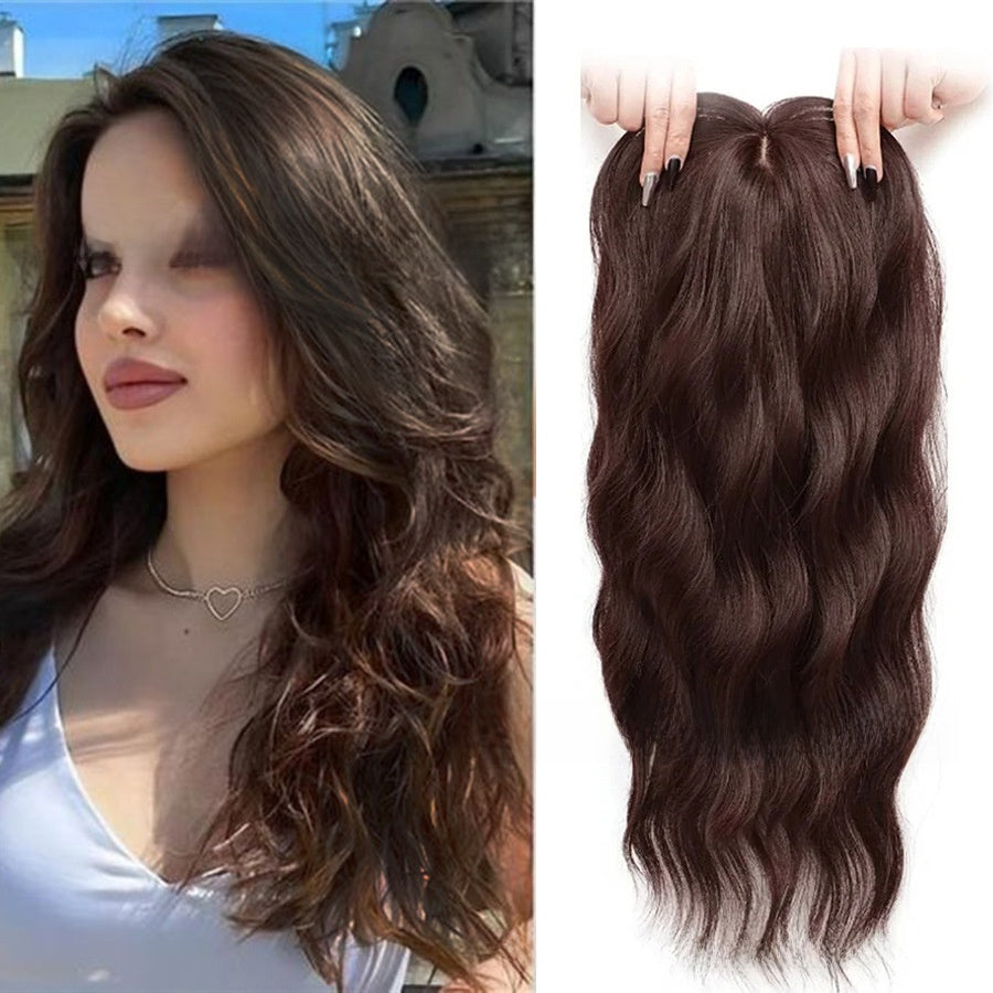 Hollow Mesh Lace Figure-Eight Bangs Water Wave Hairpiece Natural Seamless Multi-Color