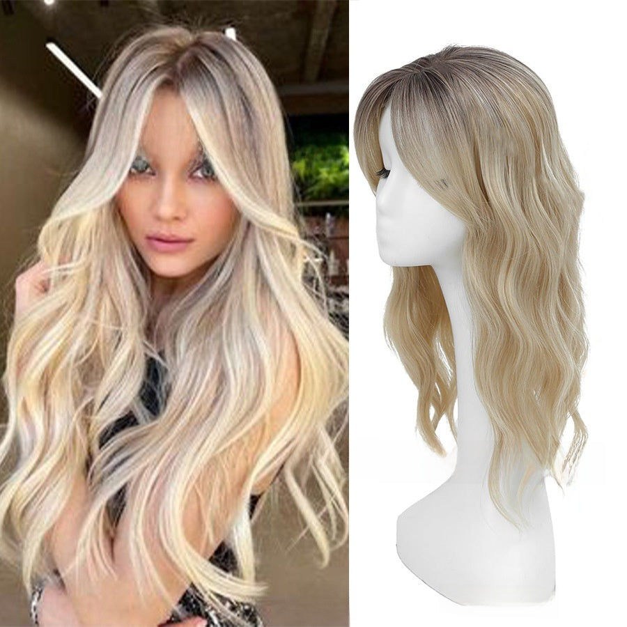 Hollow Mesh Lace Figure-Eight Bangs Water Wave Hairpiece Natural Seamless Multi-Color