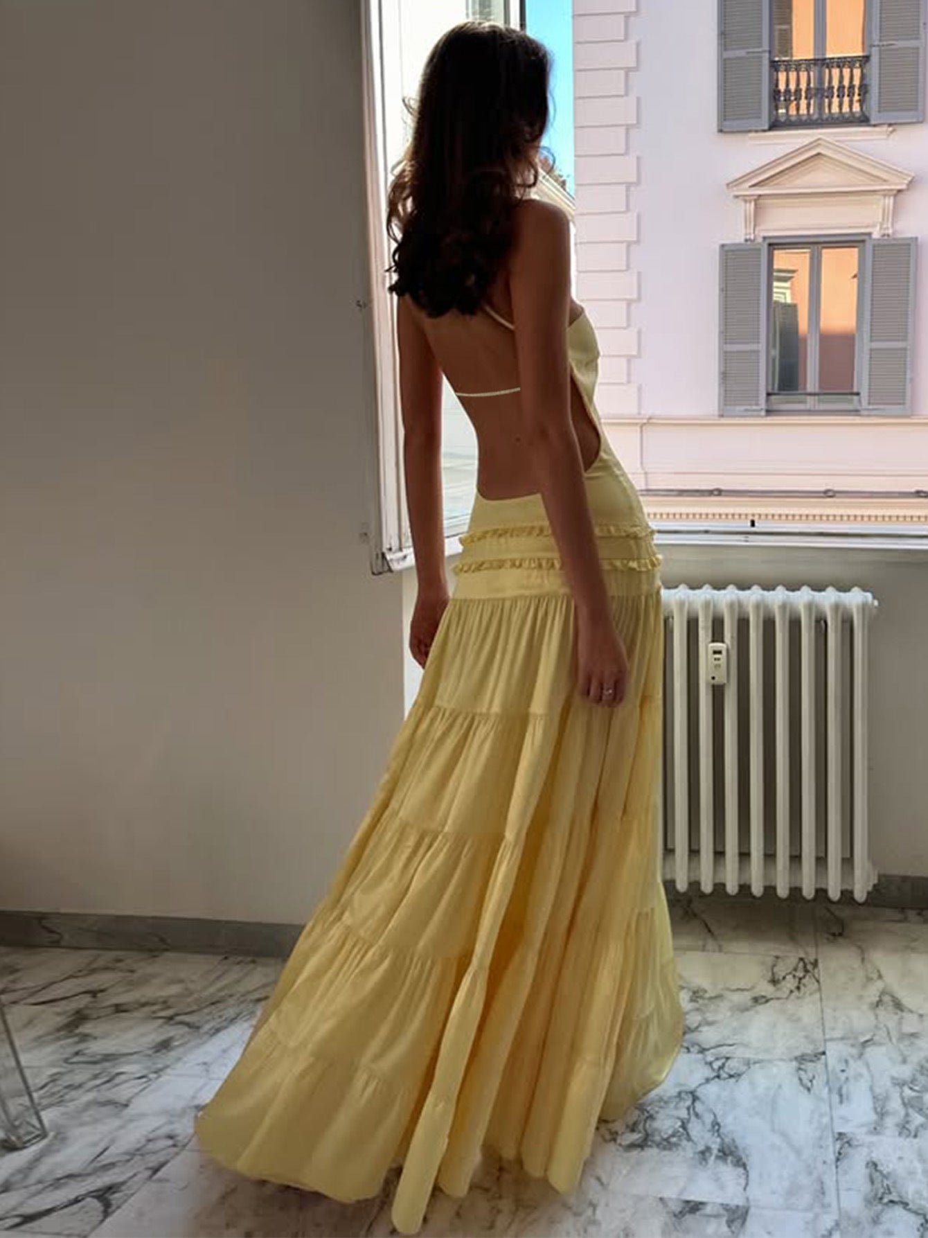 Hollow-out backless dress