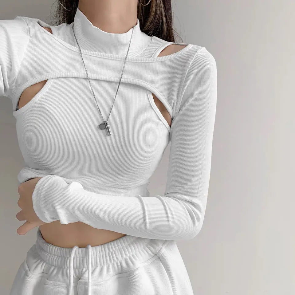 Hollow-out Base Shirt Women's Inner Umbilical T-shirt