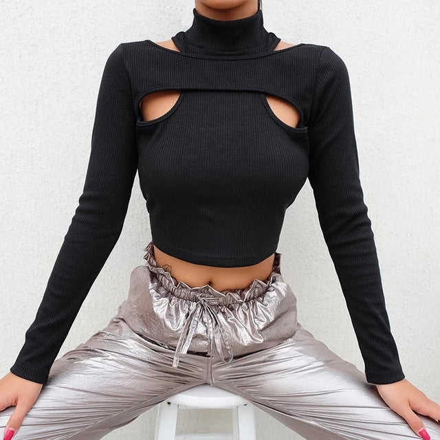 Hollow-out Base Shirt Women's Inner Umbilical T-shirt