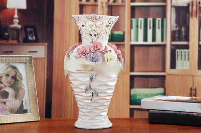 Hollow-out embossed floral pattern with spray painting