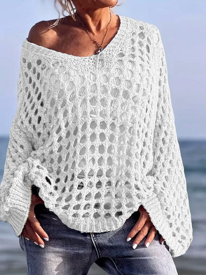 Hollow Out Knit Sun Protection Shirt