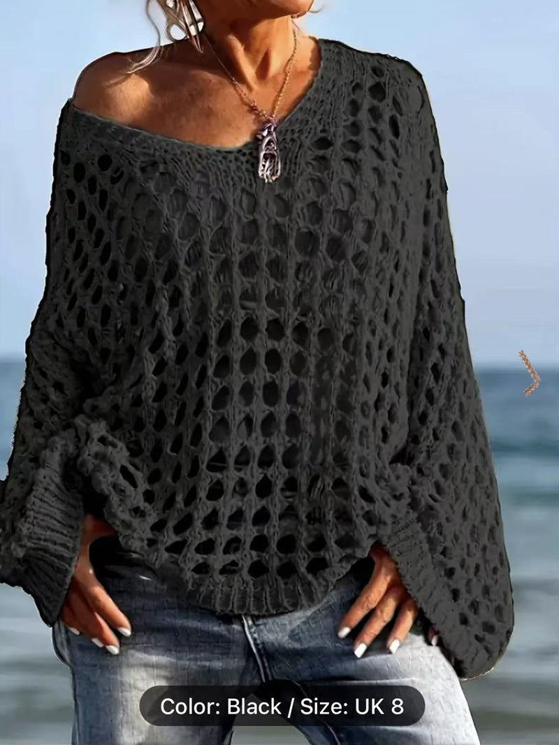 Hollow Out Knit Sun Protection Shirt