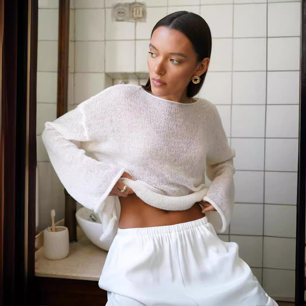 Hollow-out knit sweater