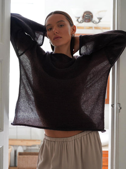 Hollow-out knit sweater