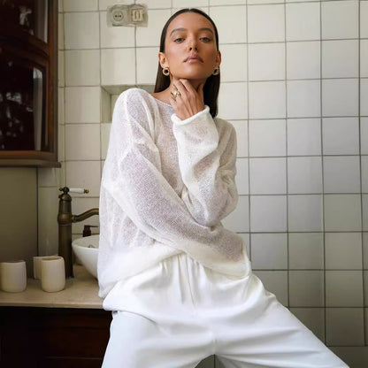 Hollow-out knit sweater