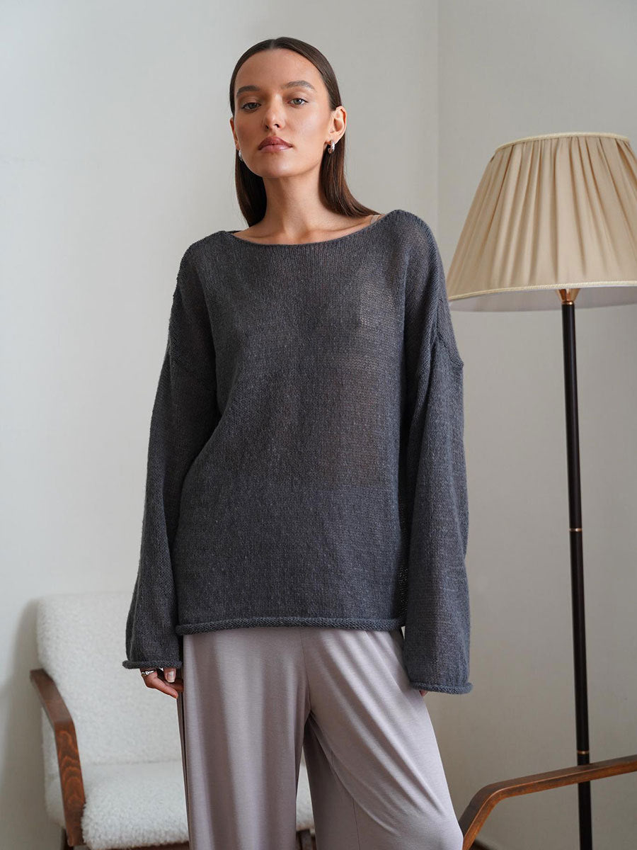 Hollow-out knit sweater