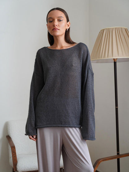 Hollow-out knit sweater