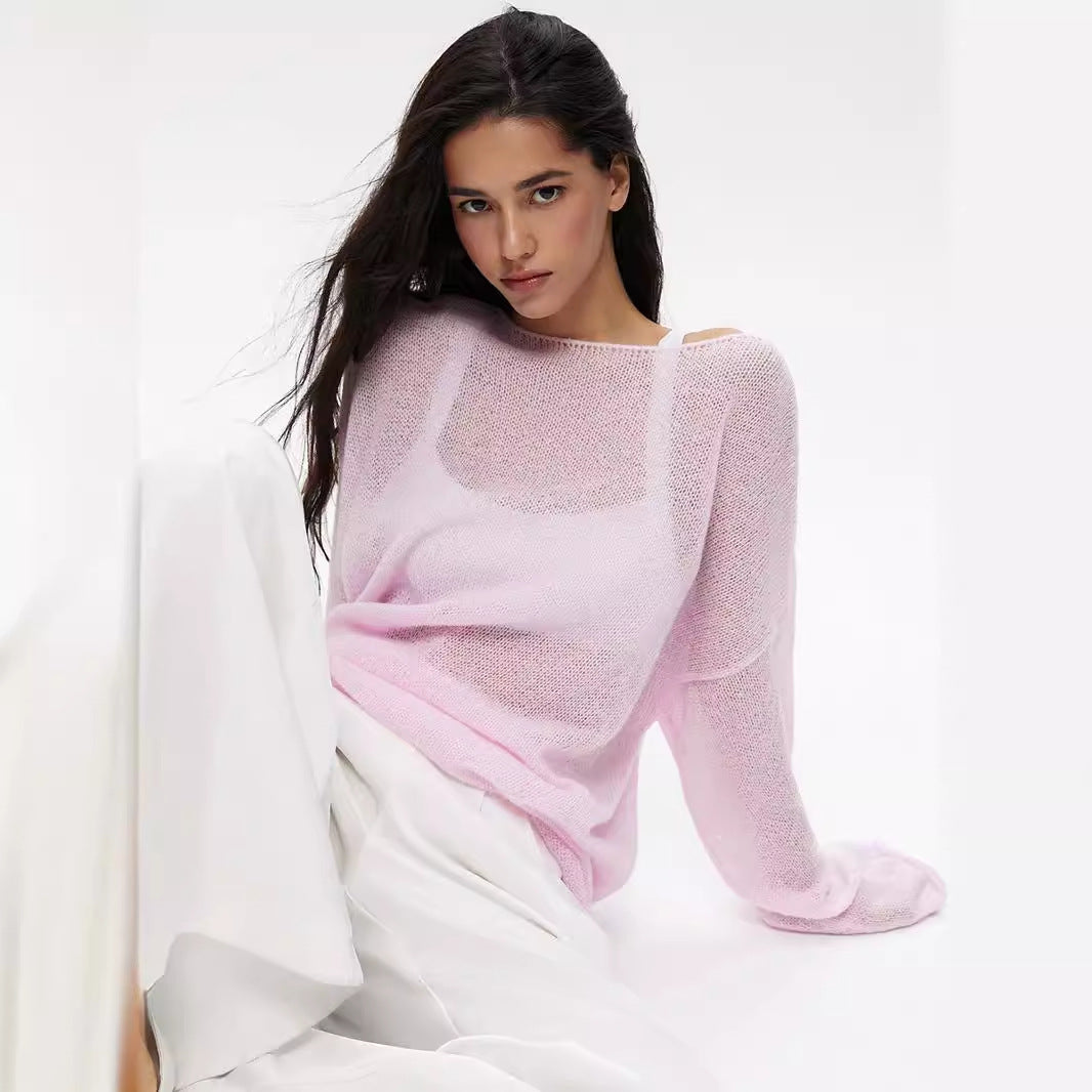 Hollow-out knit sweater