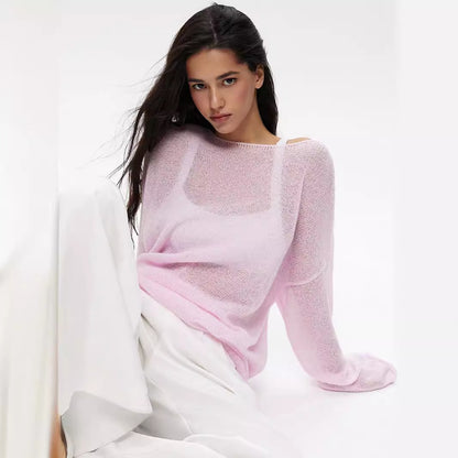 Hollow-out knit sweater