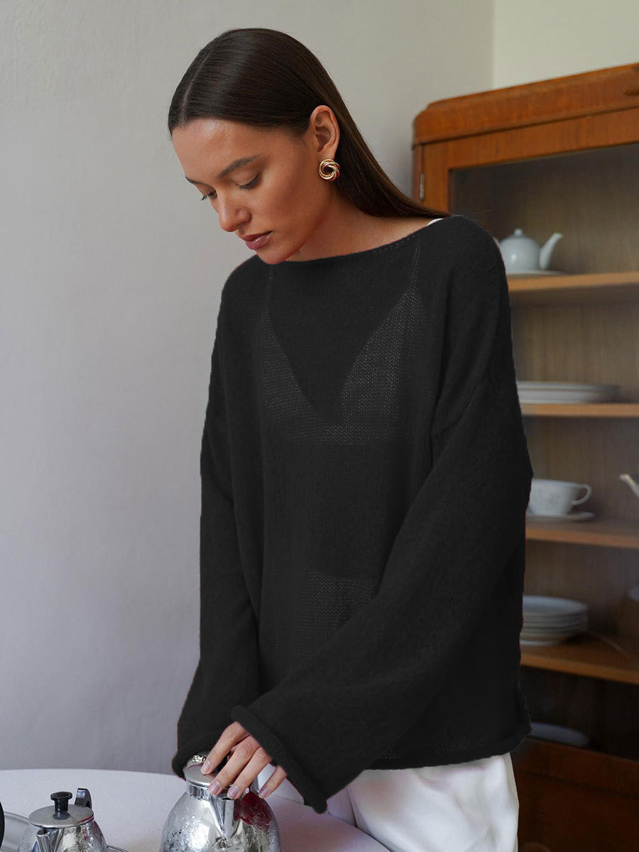 Hollow-out knit sweater