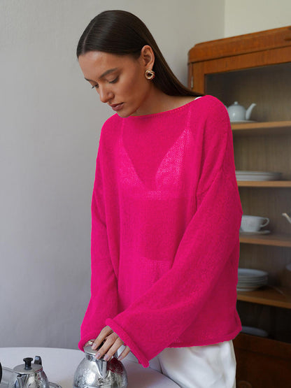 Hollow-out knit sweater