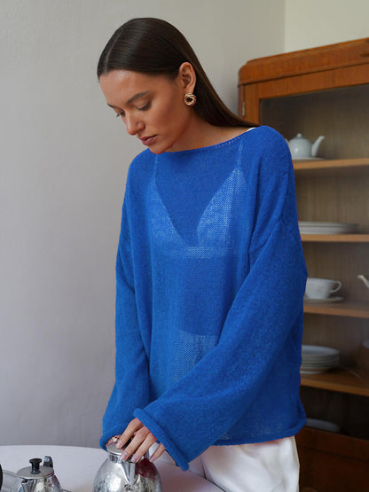 Hollow-out knit sweater