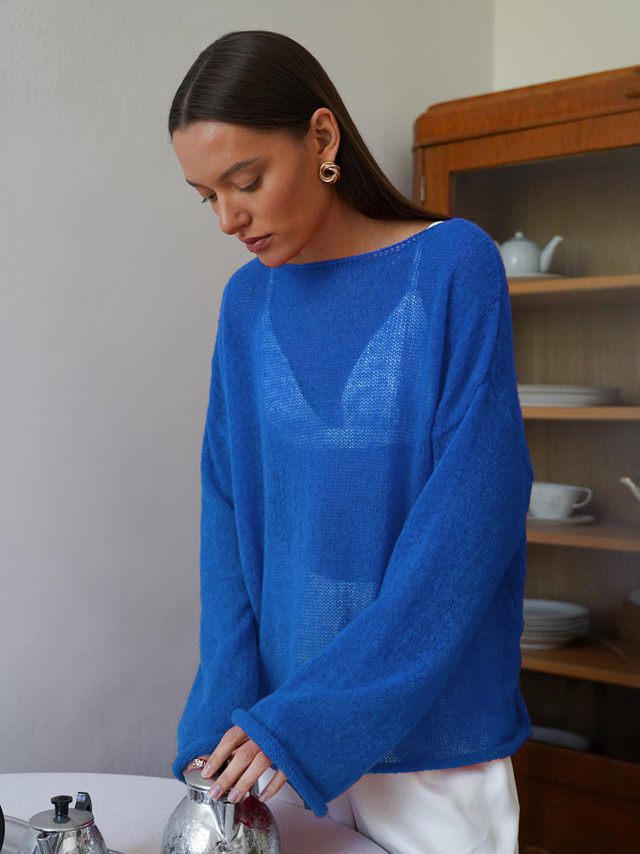 Hollow-out knit sweater