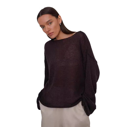 Hollow-out knit sweater