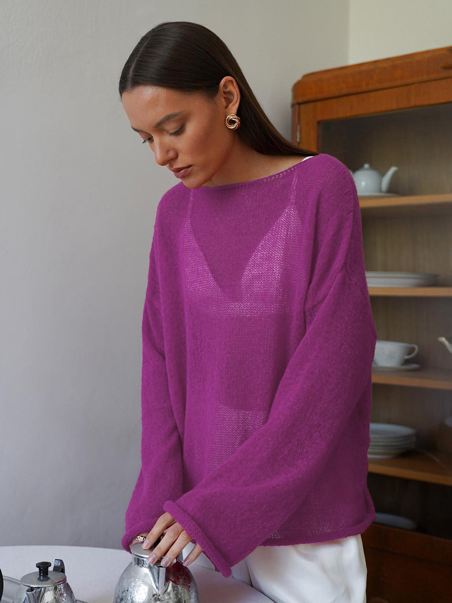 Hollow-out knit sweater