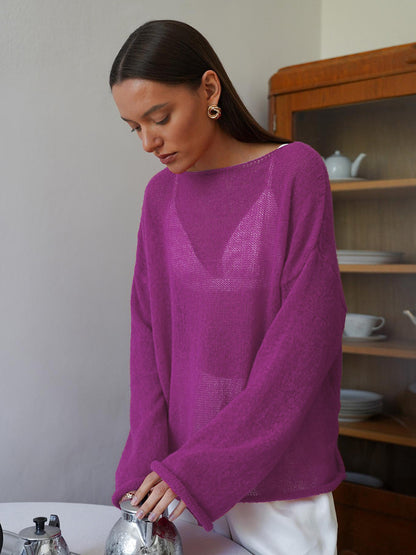 Hollow-out knit sweater