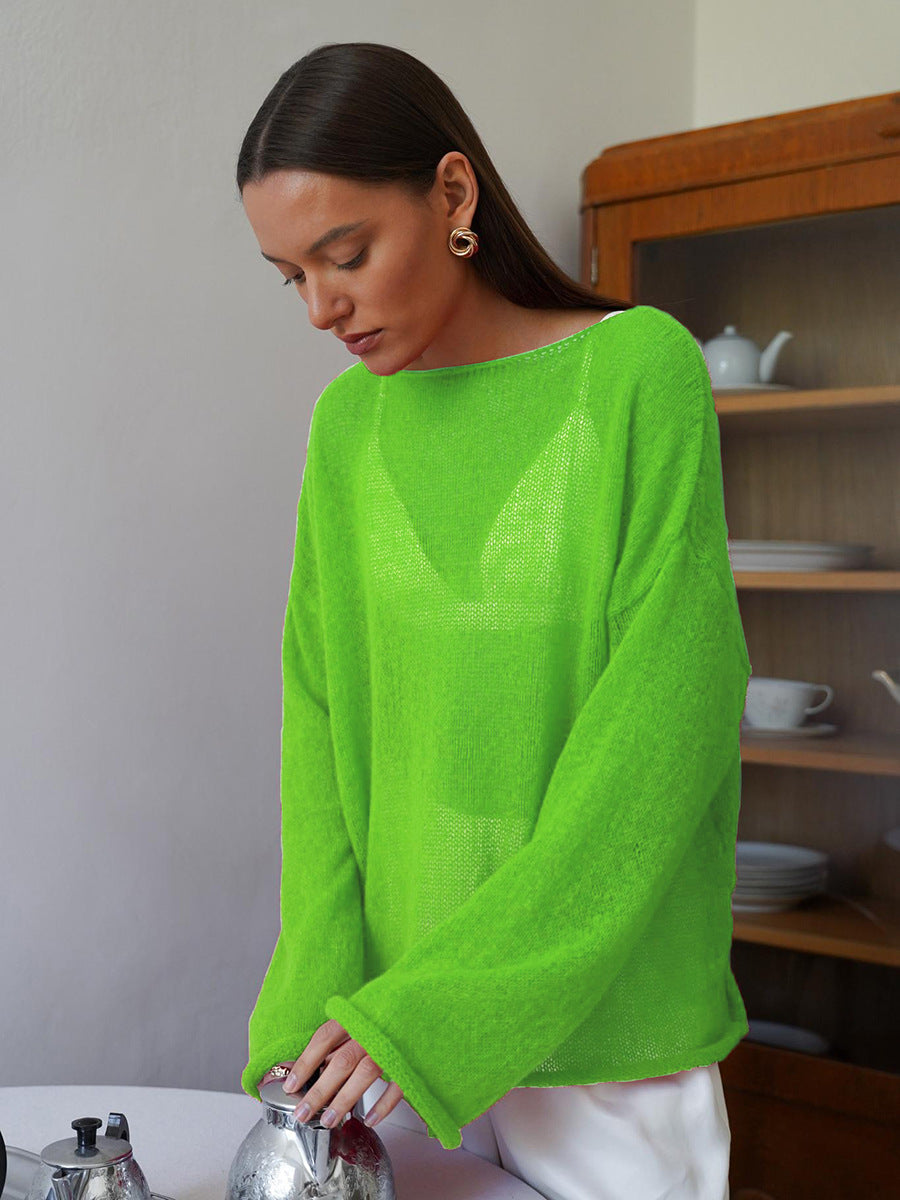 Hollow-out knit sweater