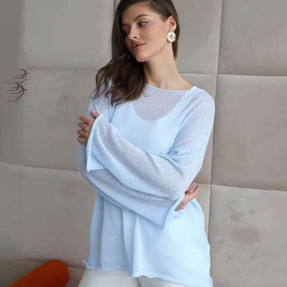 Hollow-out knit sweater