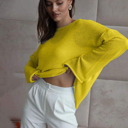 Hollow-out knit sweater