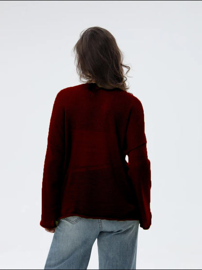 Hollow-out knit sweater