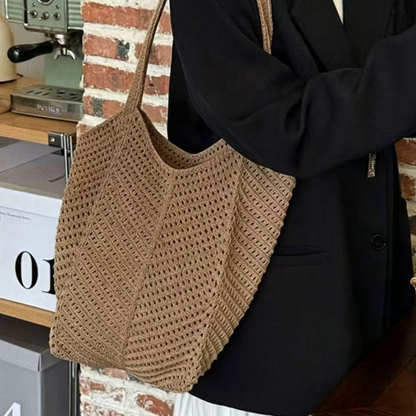 Hollow-Out Knitted Beach Tote Bag