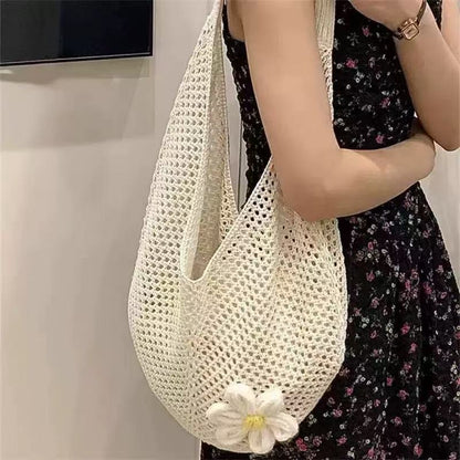 Hollow-Out Knitted Beach Tote Bag
