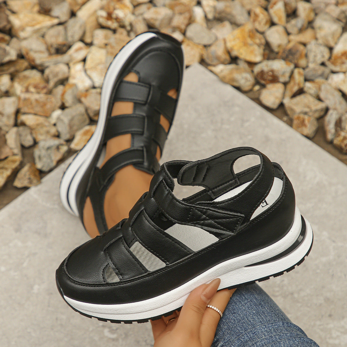 Hollow-Out Platform Sandals for Women