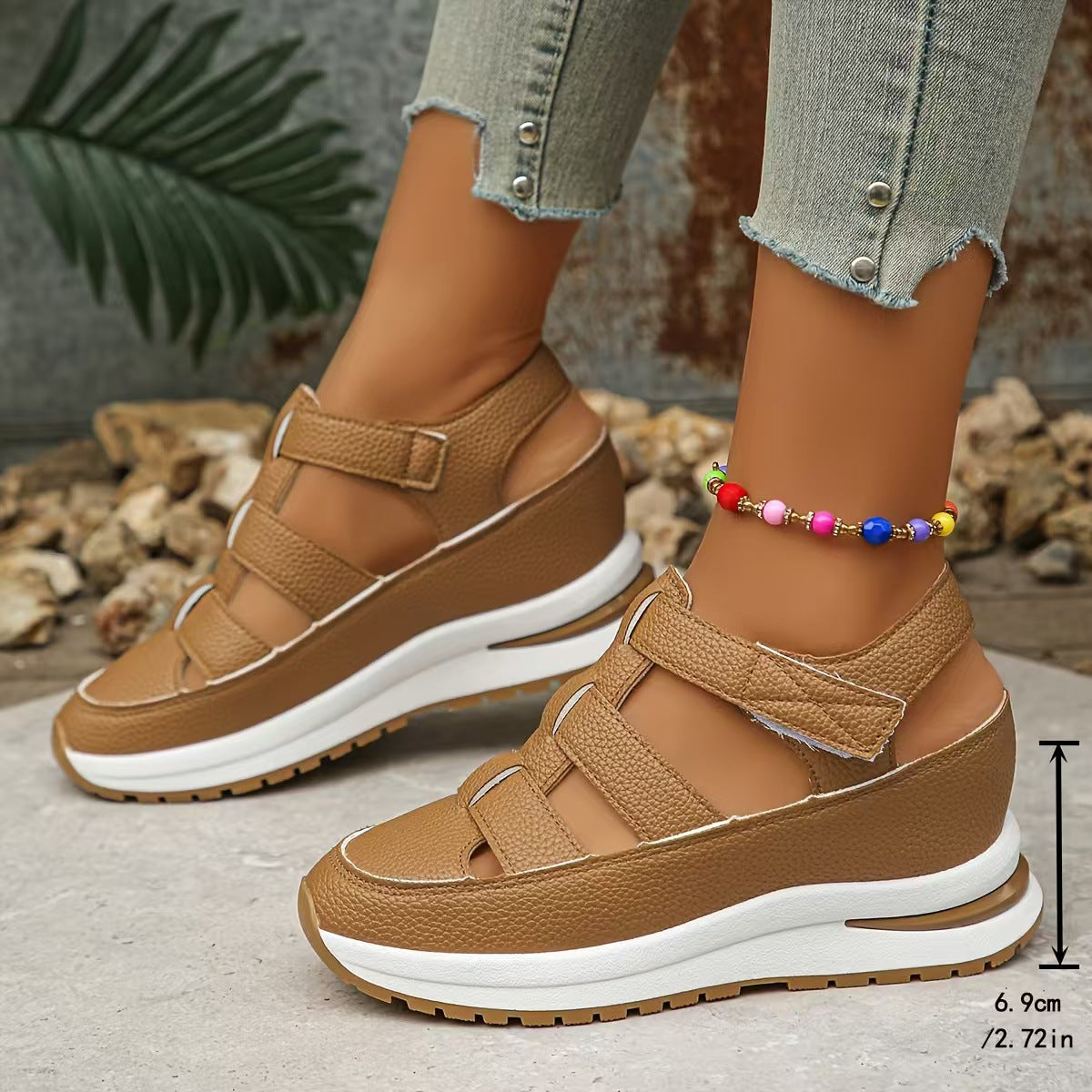 Hollow-Out Platform Sandals for Women