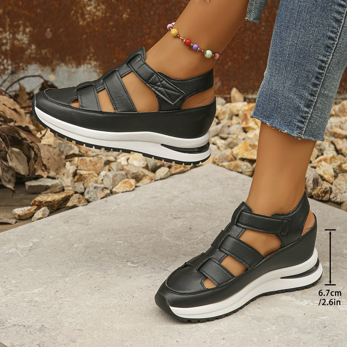 Hollow-Out Platform Sandals for Women