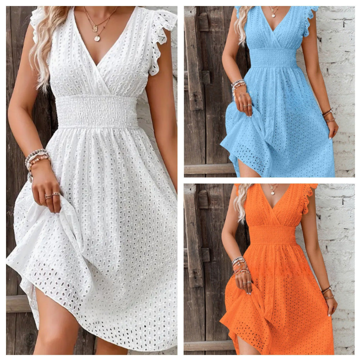 Hollow Out Sleeveless V-Neck A-Line Dress