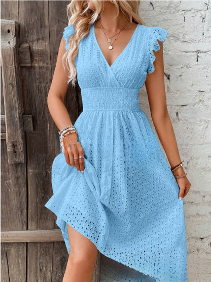 Hollow Out Sleeveless V-Neck A-Line Dress